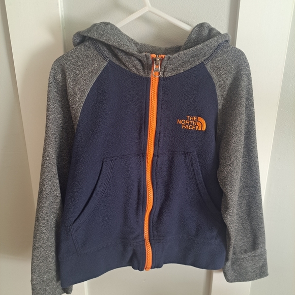 The North Face Boys Fleece Full Zip Hoodie Gray Navy Orange Size 5 XXS - Picture 1 of 4
